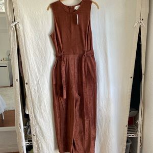 Anthropologie faux suede jumpsuit
